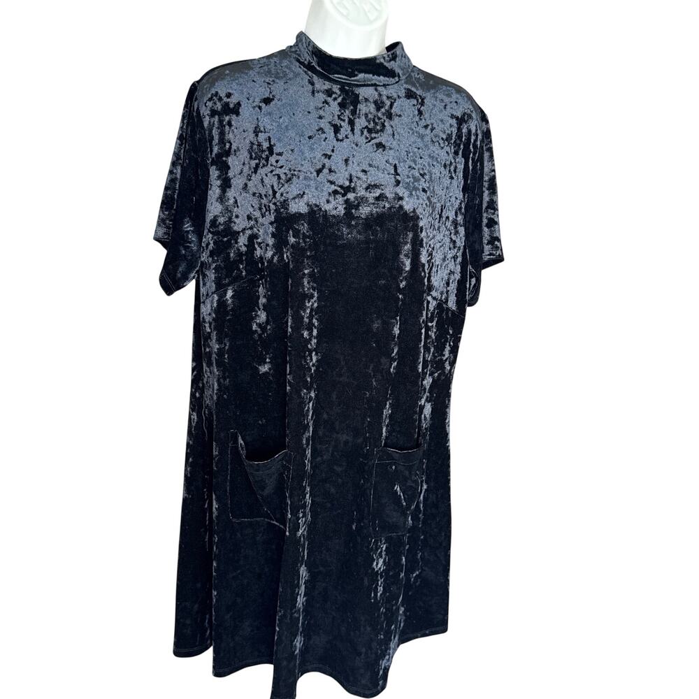 Smak Parlour Unique Vintage 1960’s Mod Black Crushed Velvet Shift Dress 1X NWOT